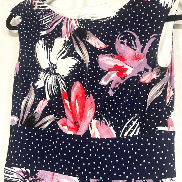 Navy Floral Print Dress By London Times - Picture 3 of 5